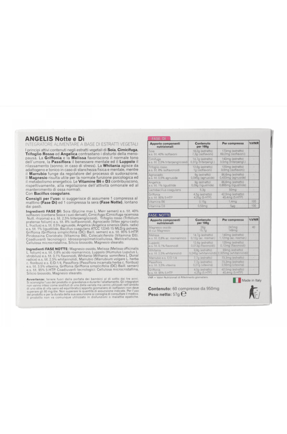 Angelis Notte E Di 30 cpr 950 mg contro la Menopausa con Trifoglio