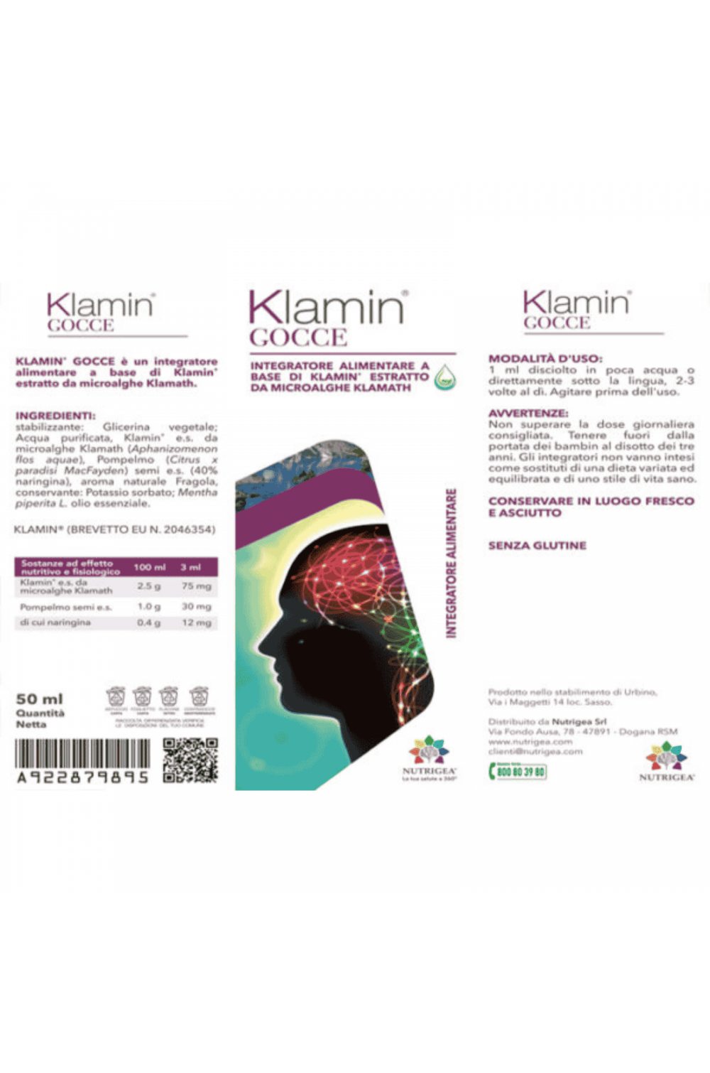 Nutrigea Klamin Gocce Integratore con microalghe per concentrazione