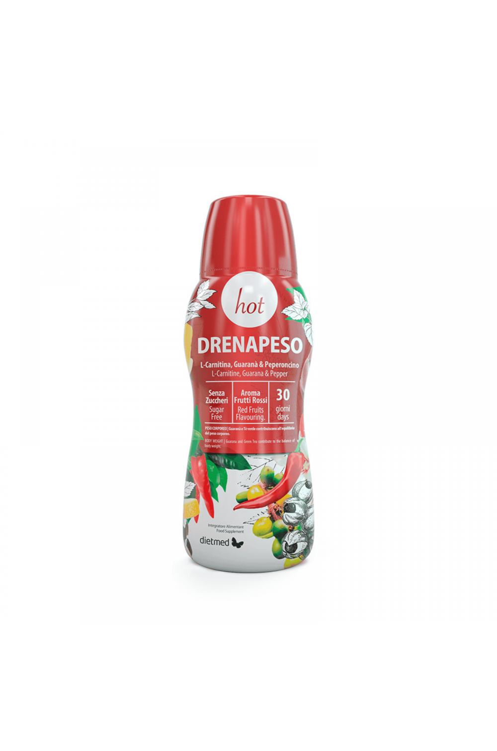 DietMed Drenapeso Hot 600 ml integratore con L-Carnitina Guaranà Peperoncino